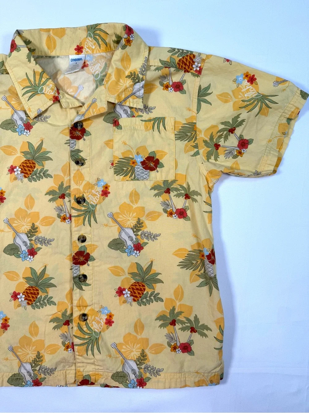 VINTAGE‎ GYMBOREE Boys Hawaiian Button Up Shirt 8 2005 Tropical Aloha Summer